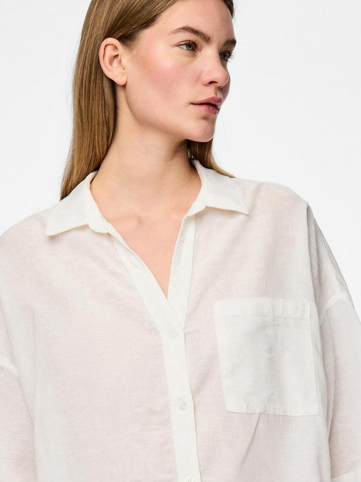 Pieces - Pcsatinka 2/4 Shirt - 4684726 Cloud Dancer