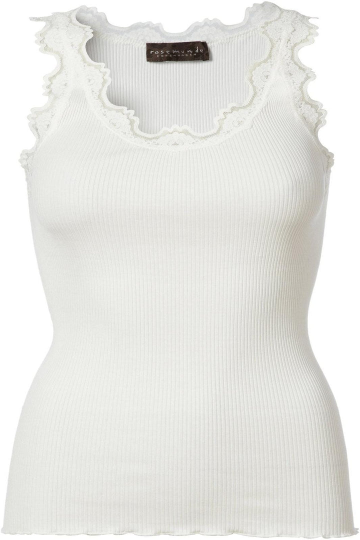 Rosemunde - Silk Top Regular w/ Vintage Lace - New White Toppe
