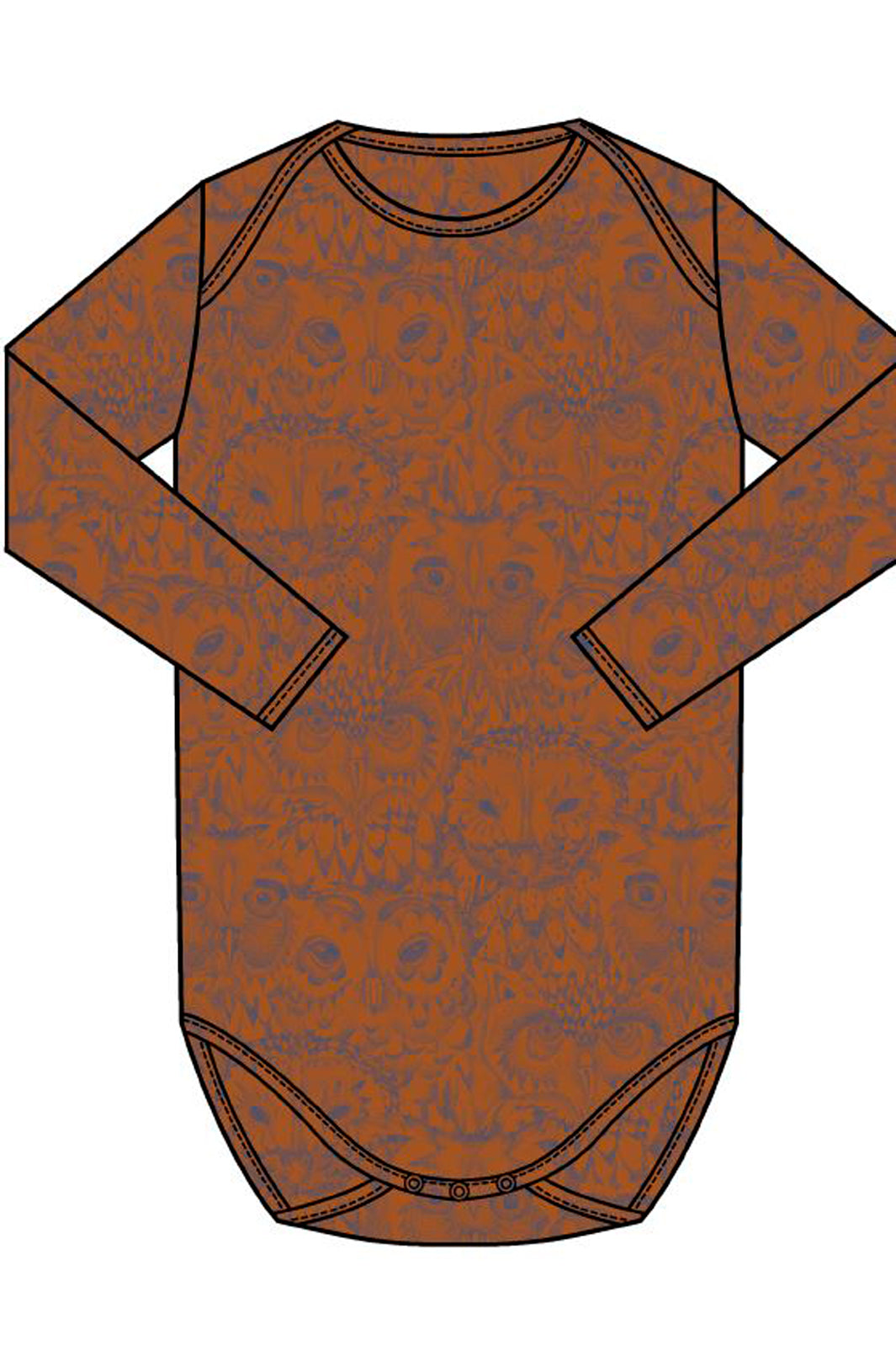 Soft Gallery - Sgbob Hello Owl Wool Ls Body Boy - Glazed Ginger Bodystockings