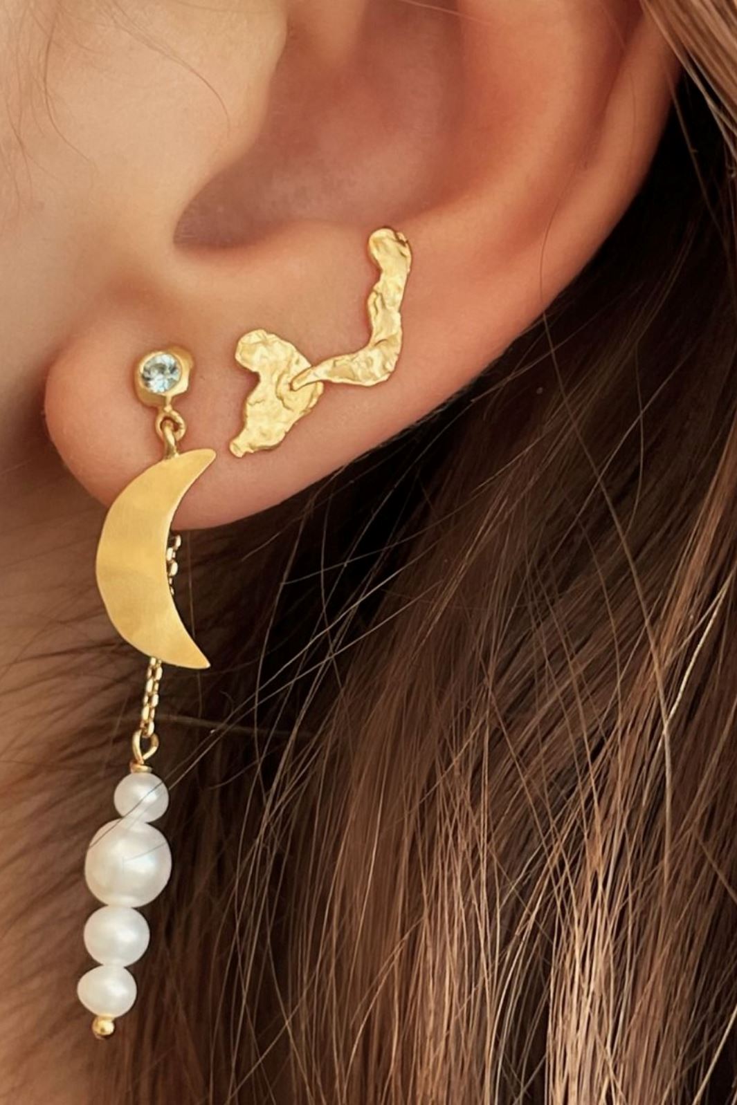 Stine A - Big dot Bella moon With Blue Lagune Stone- 1307-02 Øreringe