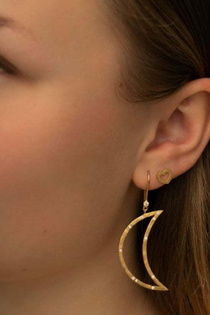 Stine A - Petit Open Love Heart Earring Gold - 1261-02-S Øreringe