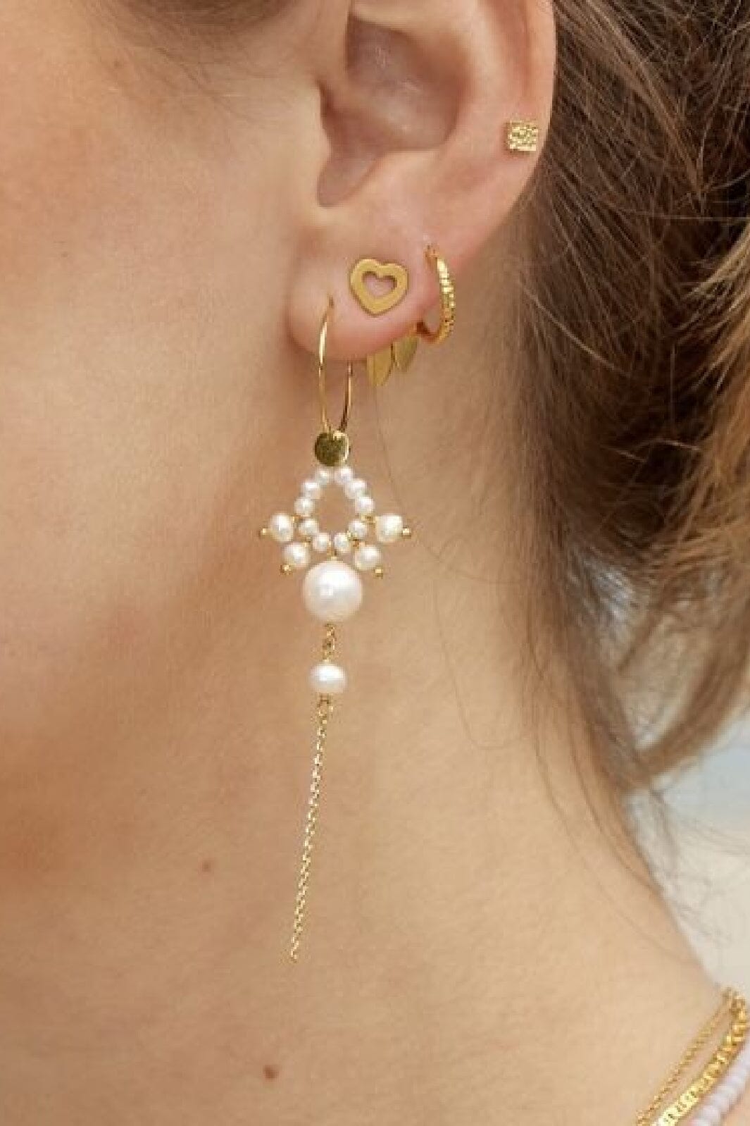 Stine A - Petit Tinsel Creol Earring Gold - 1094-02-S Øreringe