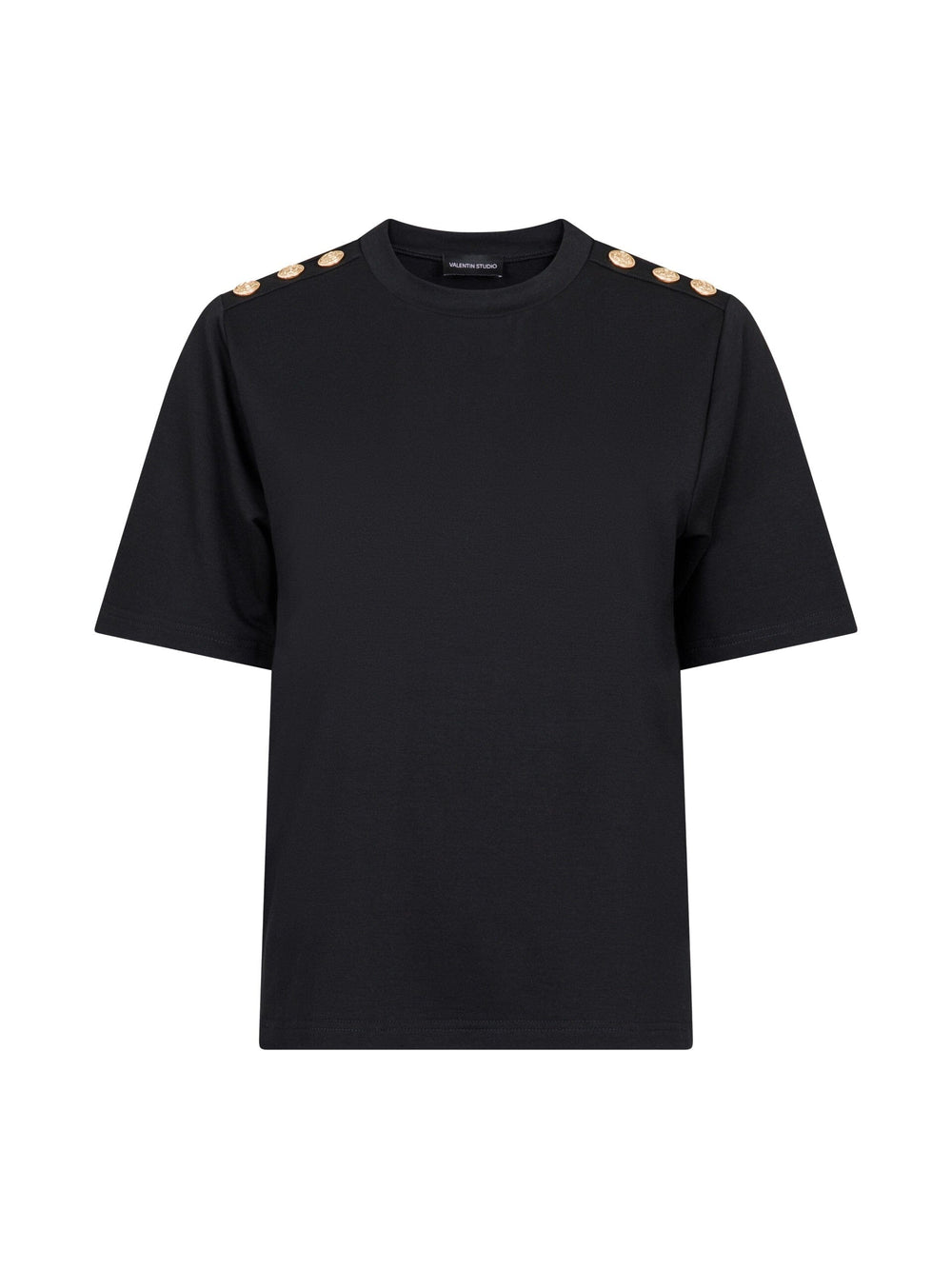 Valentin Studio - Gold Button Casual T-shirt - Black T-shirts