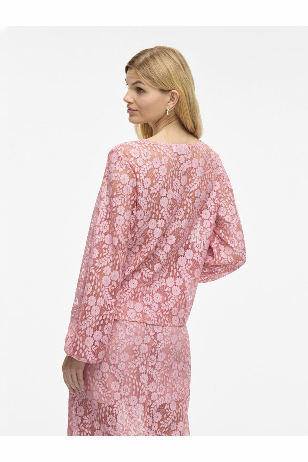 Vila - Vihibo L/S Lace Top - 4900038 Ballerina Two Tone Lace