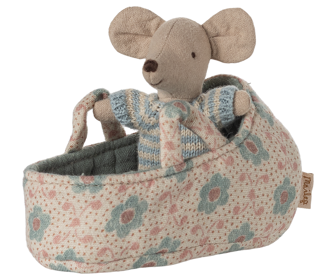 Maileg - Babymus I Babylift - Blå - Baby Mouse