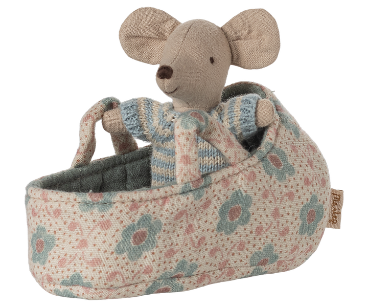 Maileg - Babymus I Babylift - Blå - Baby Mouse