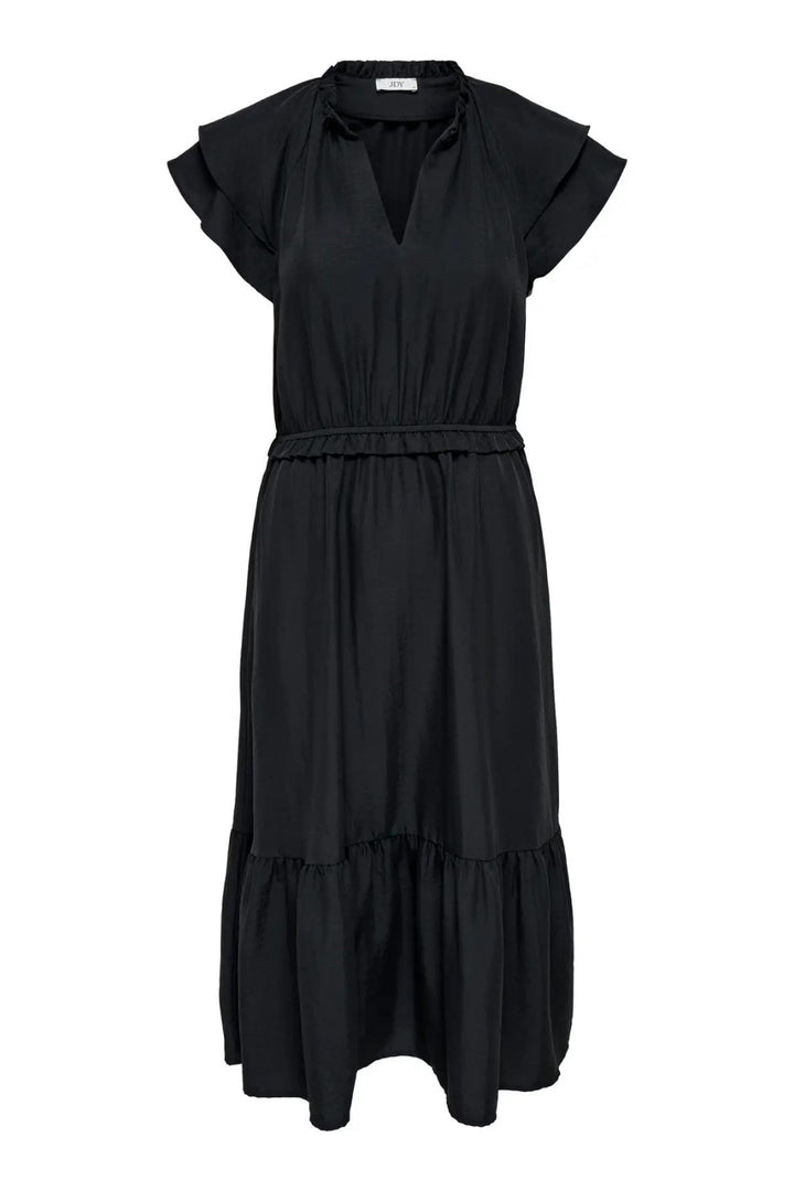 JDY - Jdytrain S/L Frill Midi Dress - 4894074 Black