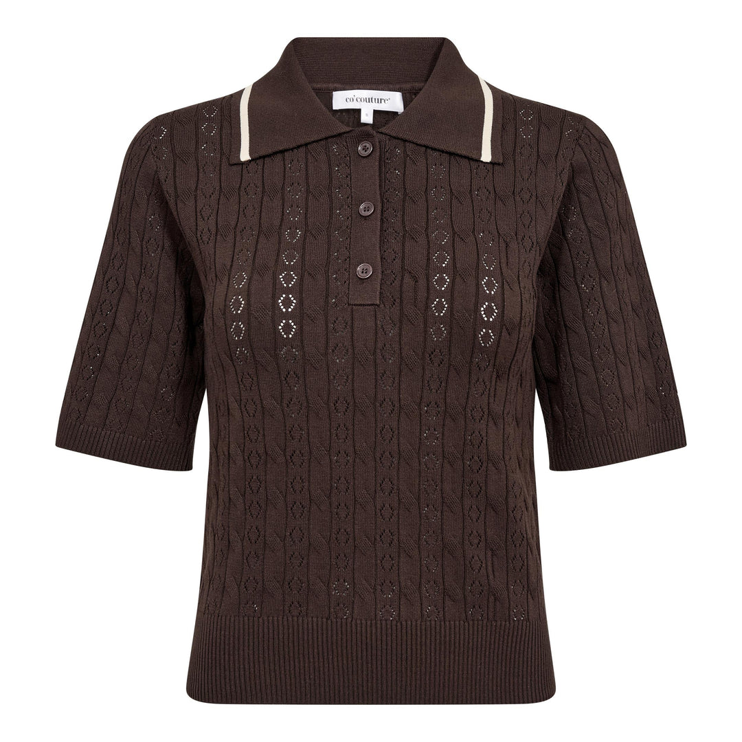Co´Couture - Luecc Ss Polo Knit 500217 - 20003 - Dark Brown