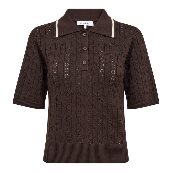 Co´Couture - Luecc Ss Polo Knit 500217 - 20003 - Dark Brown