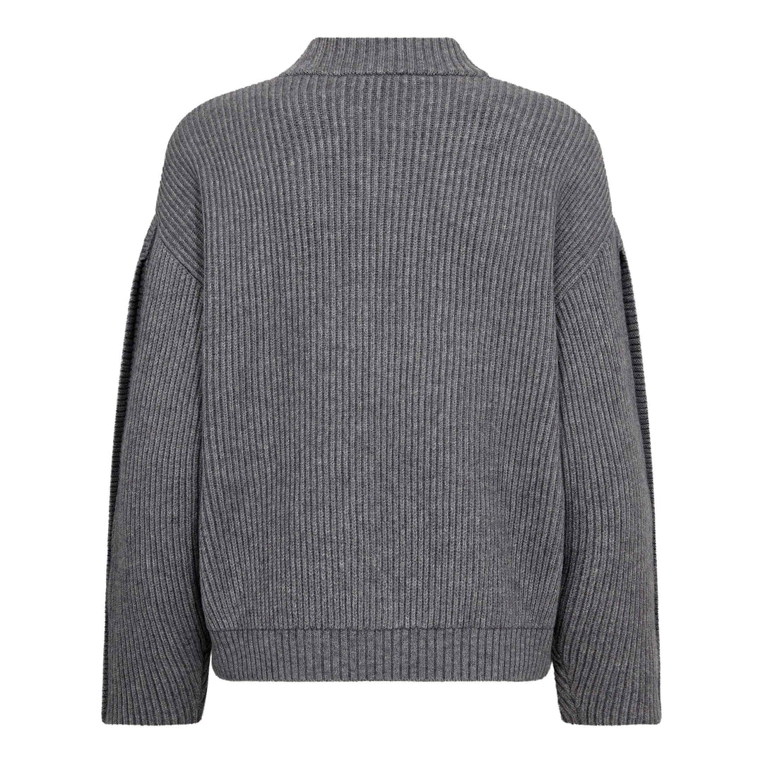 Co´Couture - Rowcc Button Sleeve Knit 500544 - 65006 - Grey Melange