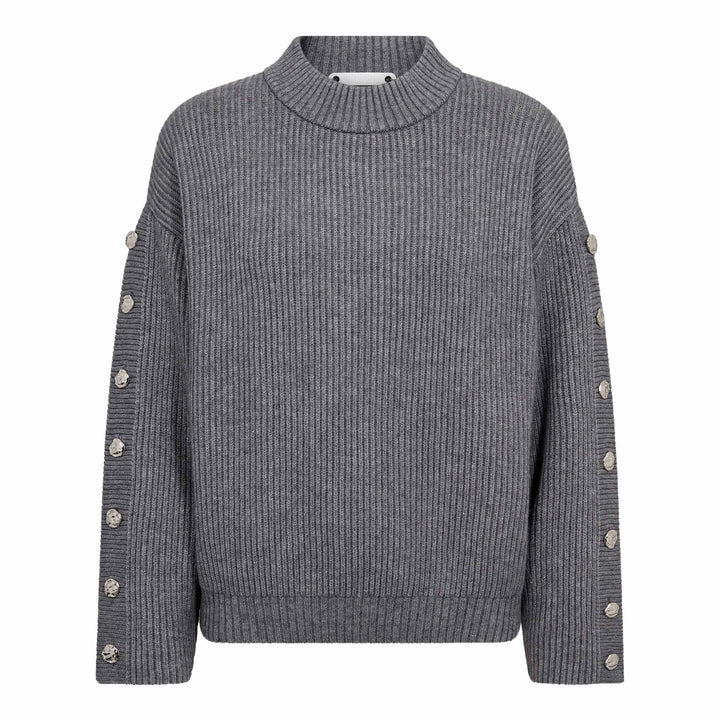 Co´Couture - Rowcc Button Sleeve Knit 500544 - 65006 - Grey Melange