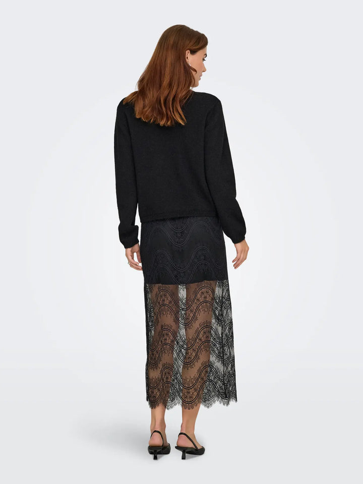 JDY - Jdyalva Life L/S Embellish Pullover Knt - 4907581 Black Silver Embellishment