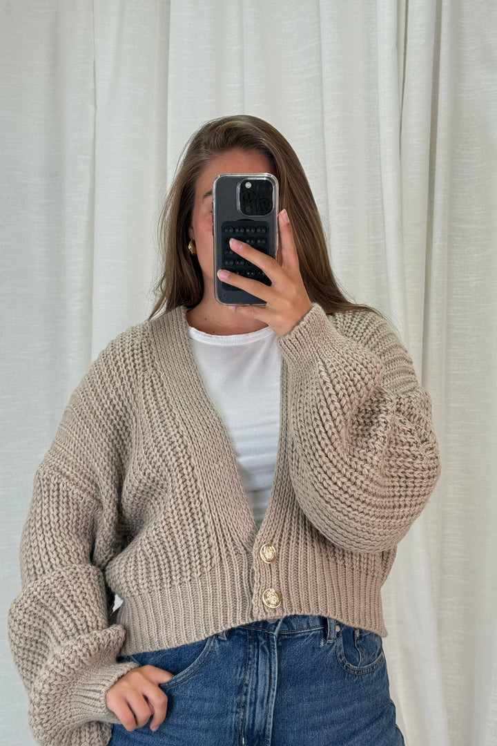 A-bee - Ivy Cardigan - Taupe