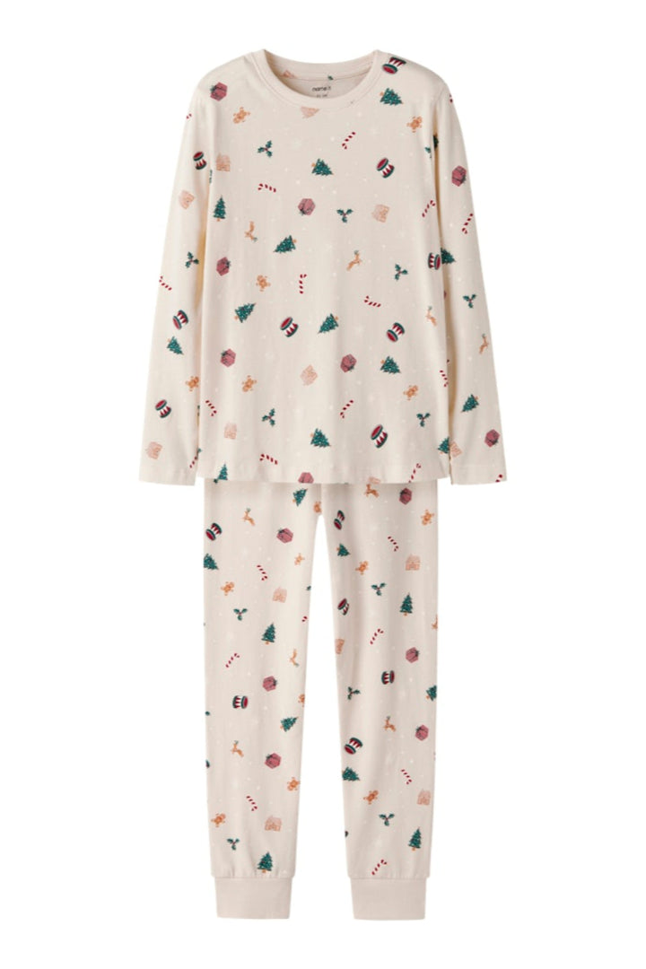 Name It - Nknvismas Ls Nightset - 4918936 Whitecap Gray Xmas Aop