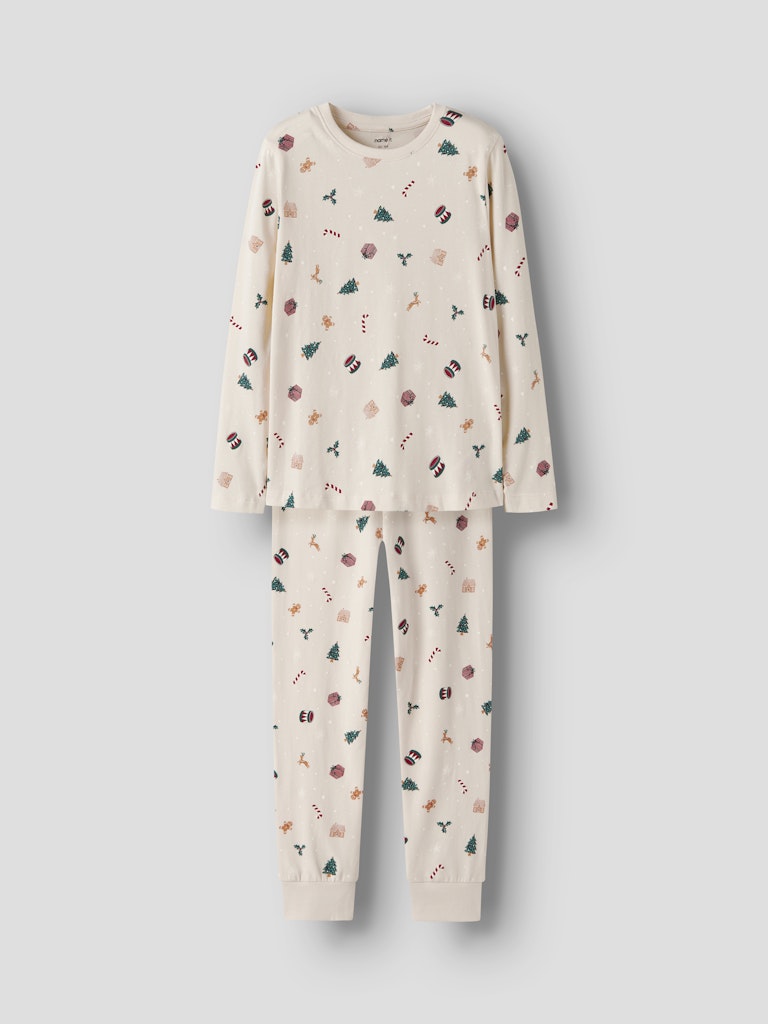 Name It - Nknvismas Ls Nightset - 4918936 Whitecap Gray Xmas Aop