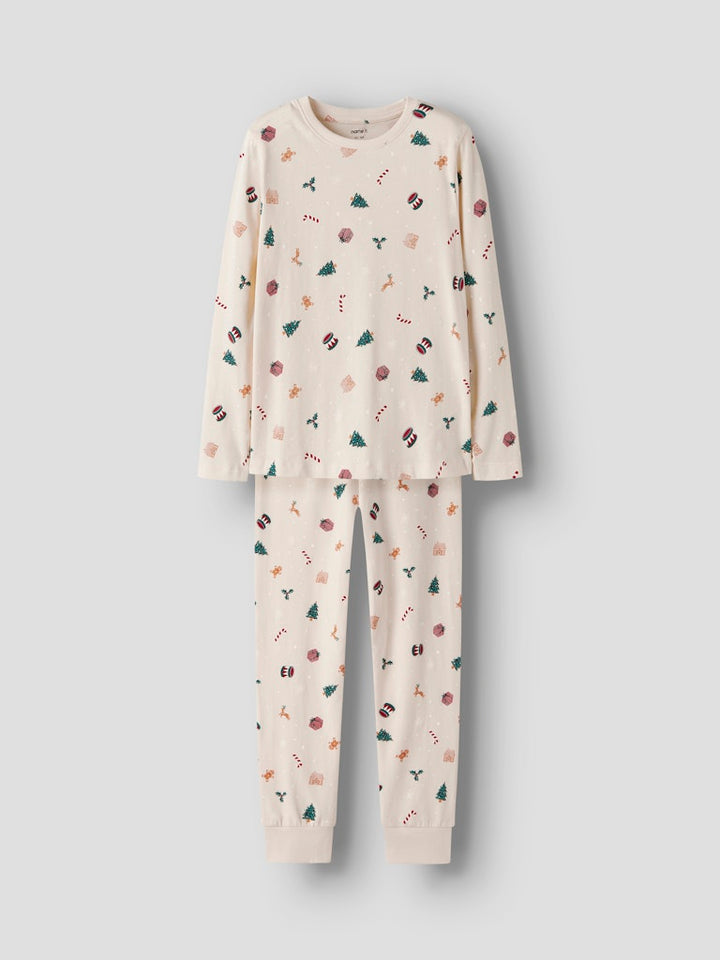 Name It - Nknvismas Ls Nightset - 4918936 Whitecap Gray Xmas Aop