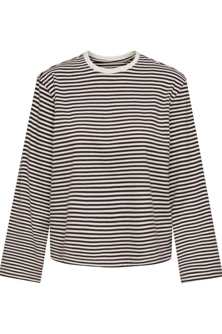 Only - Onlfreja Stripe L/S Wide Sleeve - 5082168 Coffee Bean Cloud Dancer (Mel)