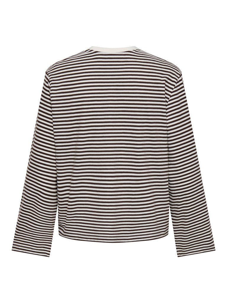 Only - Onlfreja Stripe L/S Wide Sleeve - 5082168 Coffee Bean Cloud Dancer (Mel)