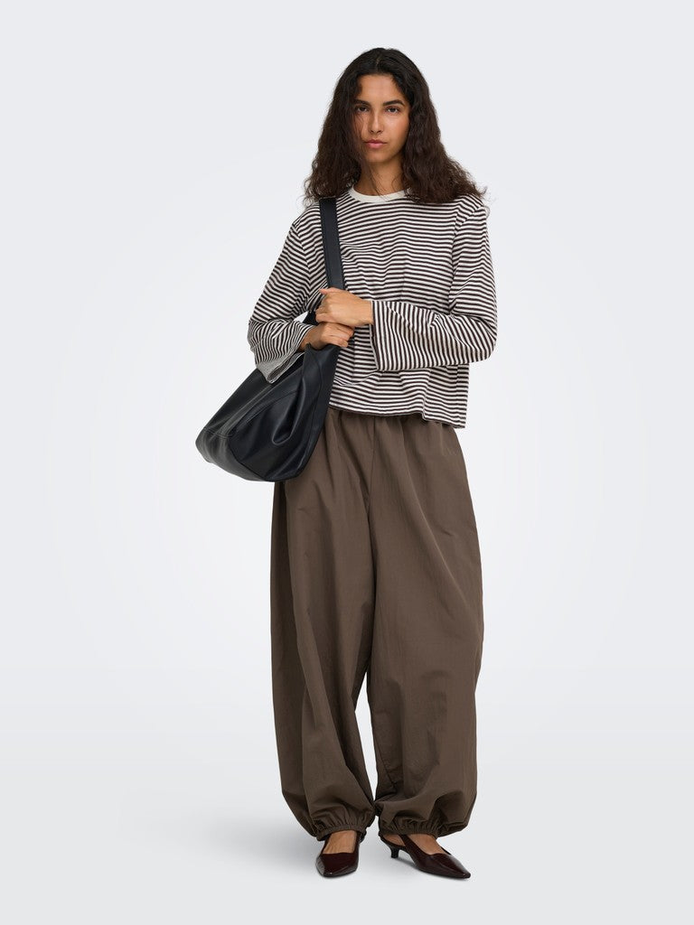 Only - Onlfreja Stripe L/S Wide Sleeve - 5082168 Coffee Bean Cloud Dancer (Mel)