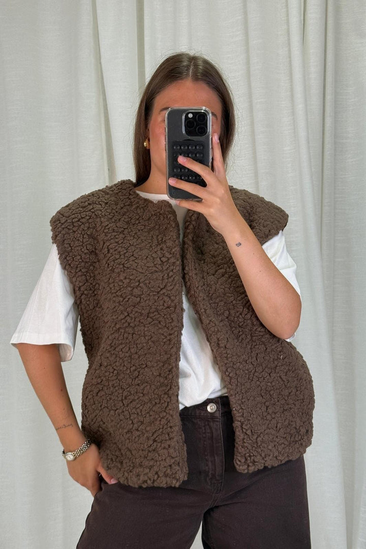 A-bee - Alicia Vest - Dark Brown Veste 