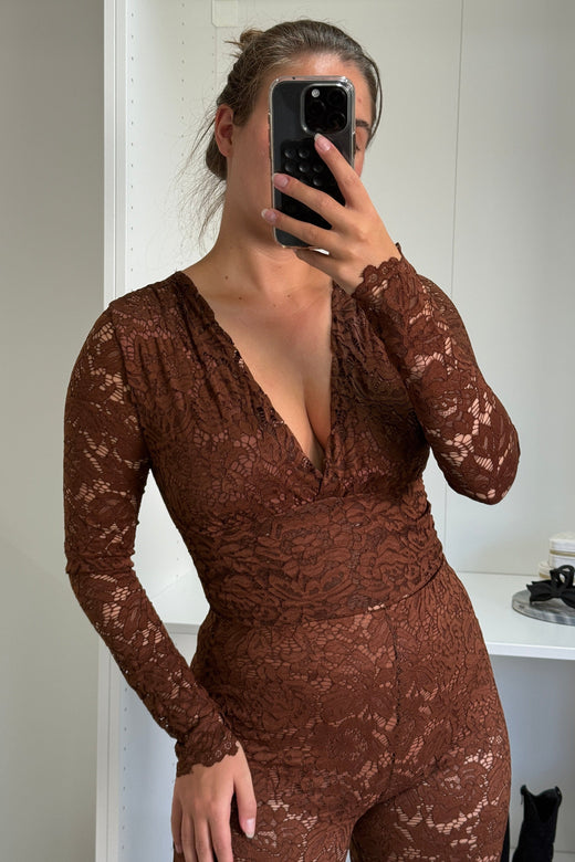 A-bee - Anabella Bodystocking - Dark Brown Bodystockings 