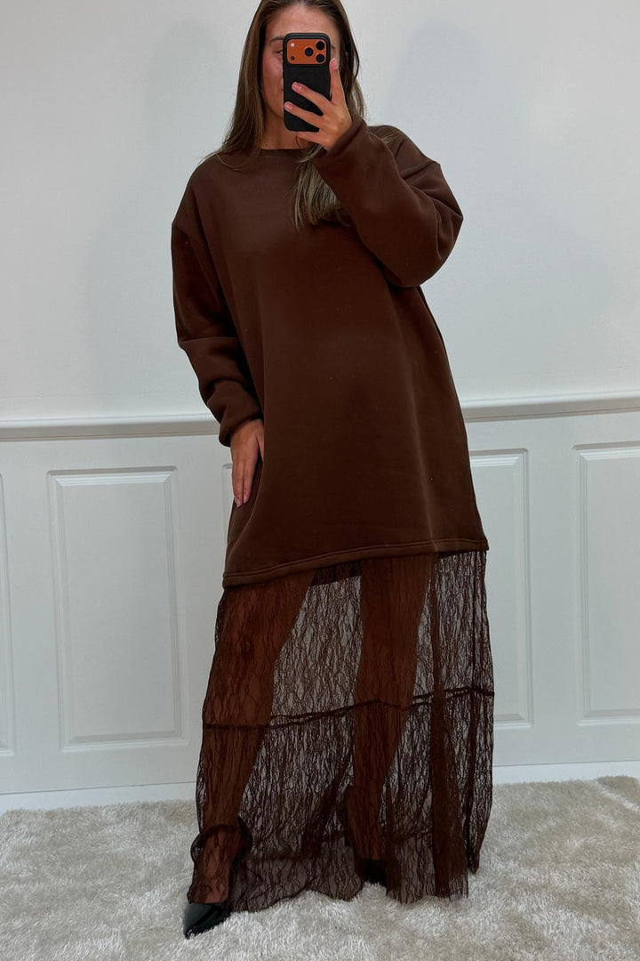 A-bee - Aubrey dress - Dark Brown Kjoler 