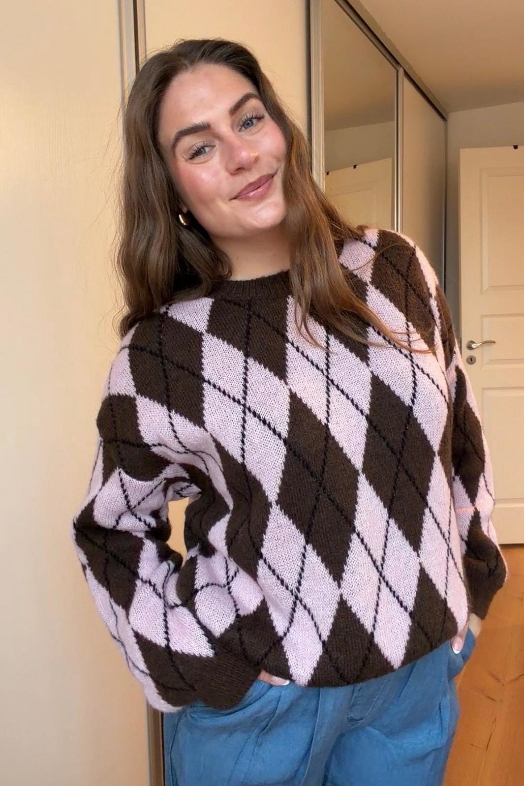 A-bee - Maika Knit - Dark Brown Strikbluser 