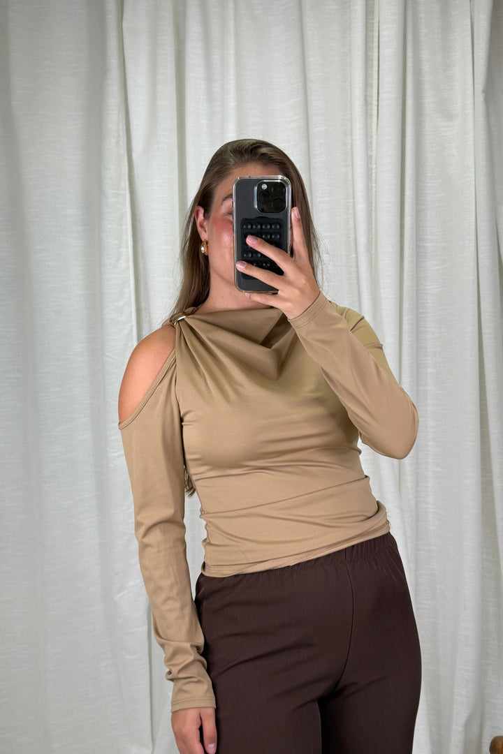 A-bee - Melinda Blouse - Camel Bluser 