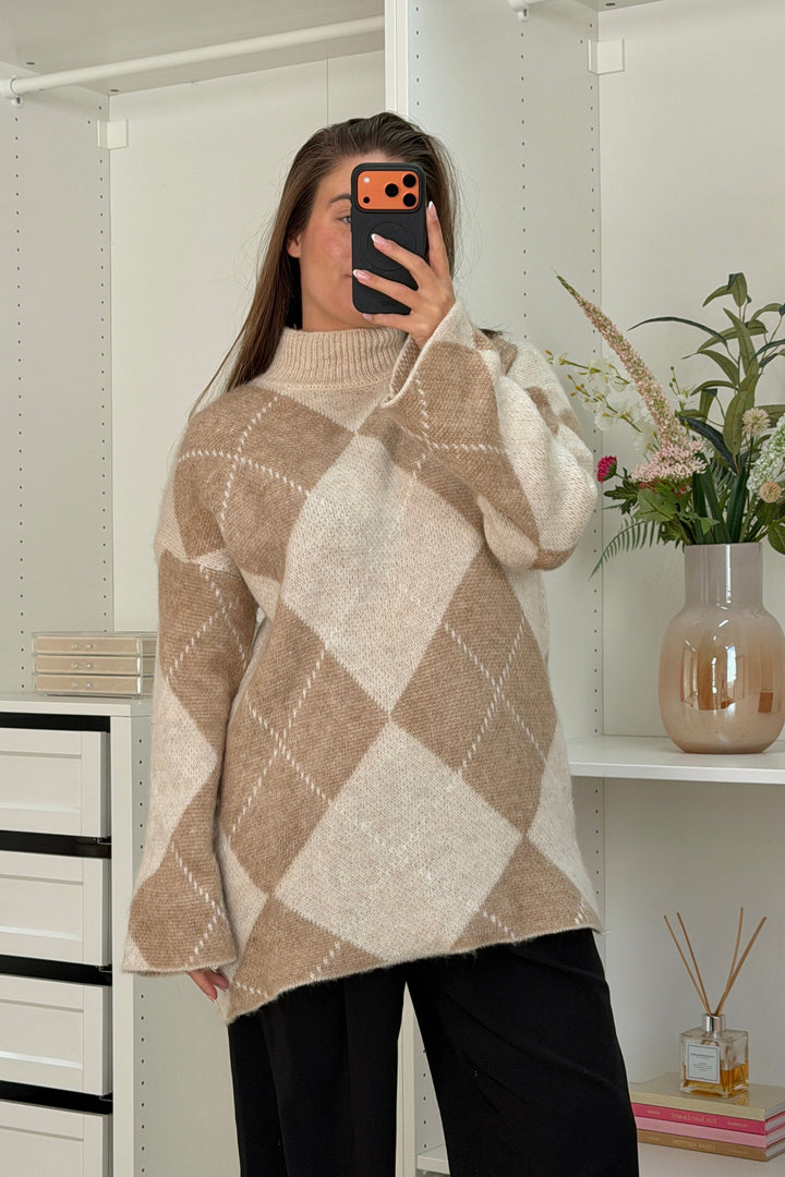 A-bee - Yamina Knit - Beige Strikbluser 