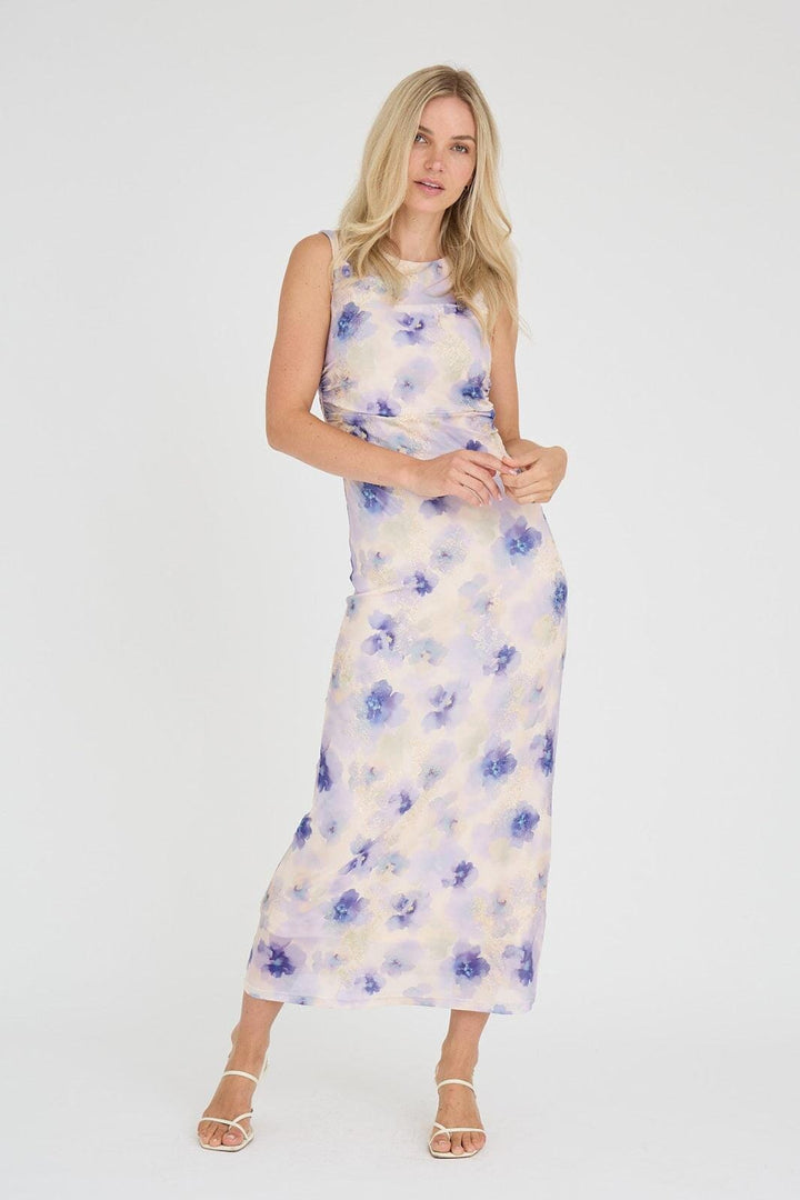 A-View - Belena Dress AV8051 - 129 - Purple/Yellow Kjoler 