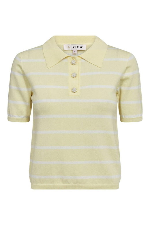 A-View - Elo Knit Polo AV7078 - 123 - Yellow/White Strikbluser 