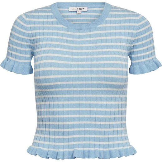 A-View - Fabi Knit Top AV7079 - 100 - Light Blue/White Stripe Strikbluser 