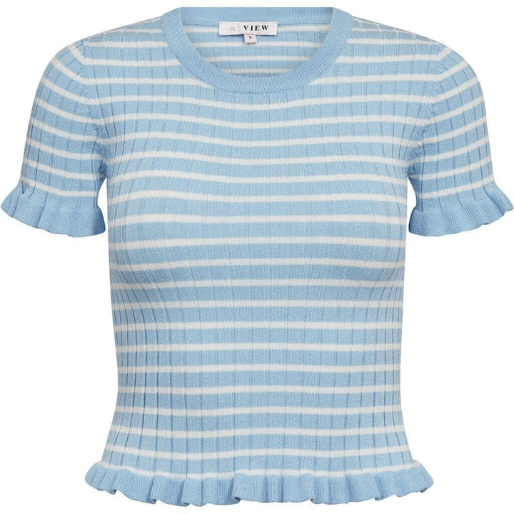 A-View - Fabi Knit Top AV7079 - 100 - Light Blue/White Stripe Strikbluser 