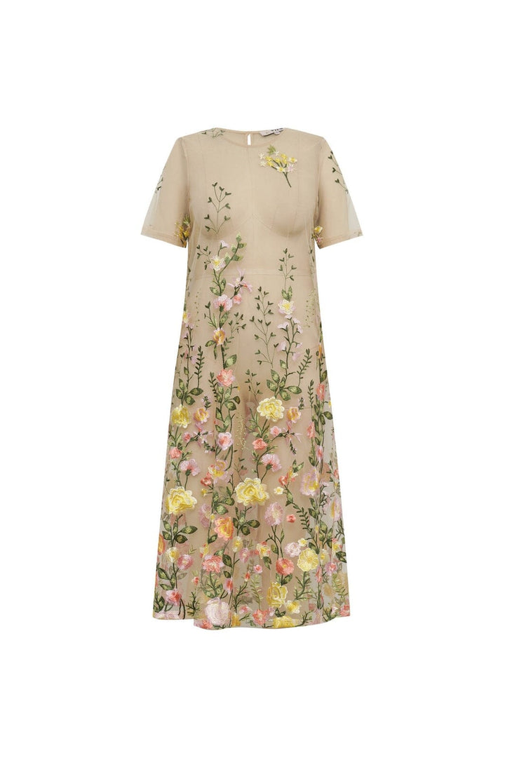 A-View - Fuschia Midi Dress AV7086 - 201 - Sand/Yellow