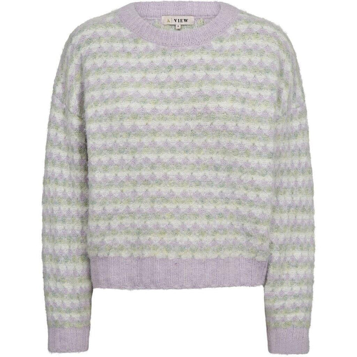 A-View - Sassi Knit Pullover AV7072 - 180 - Green/Purple Strikbluser 
