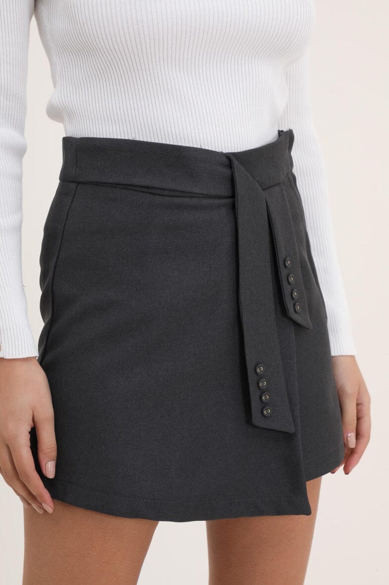 Anobel Copenhagen - Wool Skirt Shorts PC87B - Dark Grey Nederdele 
