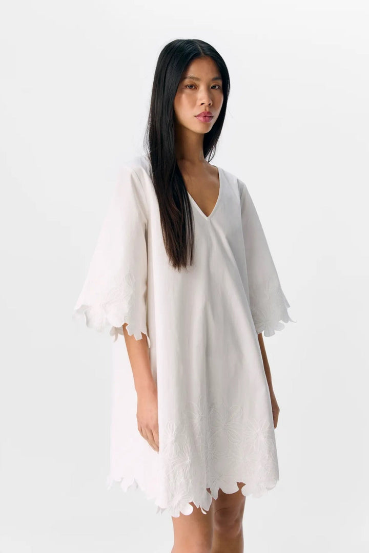 Object - Objkamma 3/4 Lo Short Dress Ss Fair 25 - 4881814 Cloud Dancer