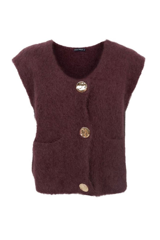 Black Colour - Bcbjoerk Knitted Button Vest 1217 - Coffee Strikbluser 