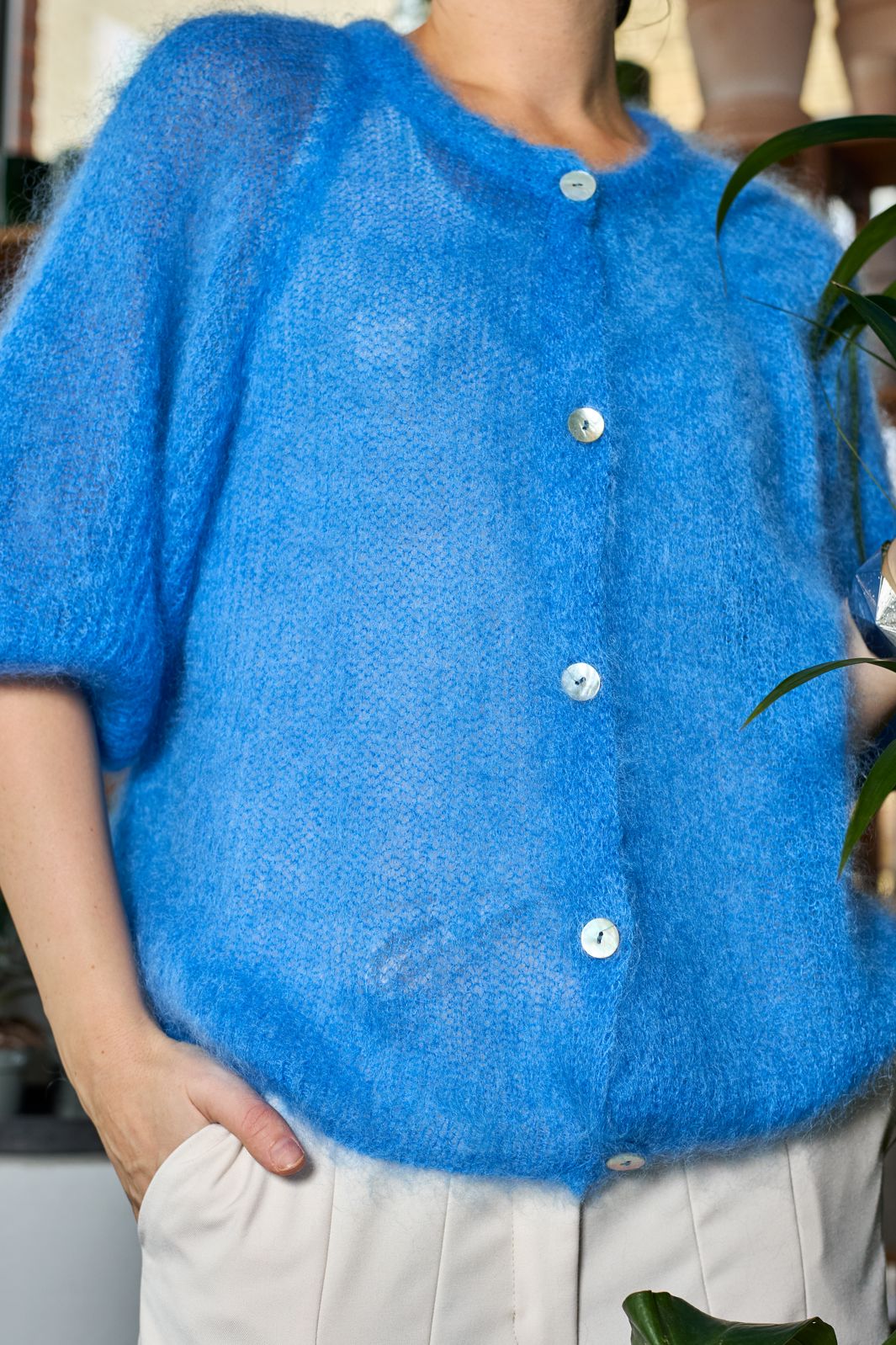 Black Colour - Bcbjoerk Patent Knit Cardigan 1251 - Sky Blue