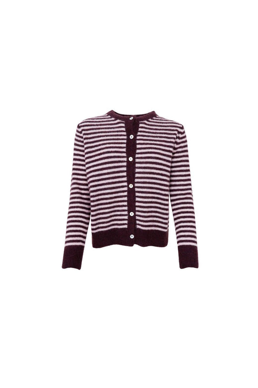 Black Colour - Bcdell Striped Knit Cardigan 1257 - Plum