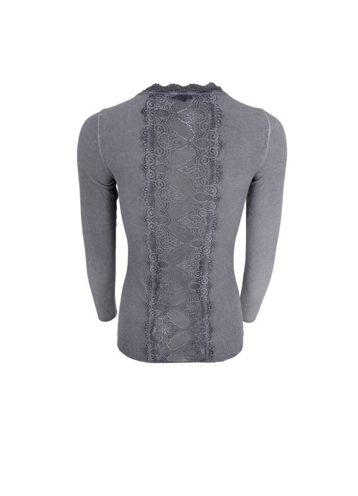 Black Colour - Bcivy Rib L/S Blouse - Grey Bluser 