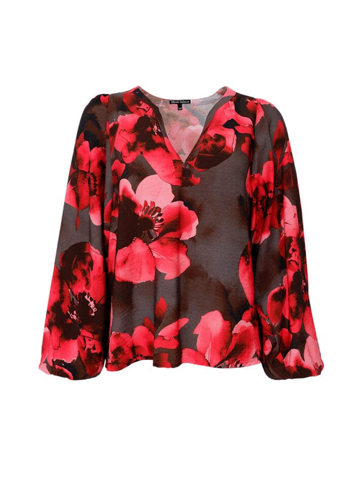 Black Colour - Bcmio Blouse 41021 - Red Flower Bluser 