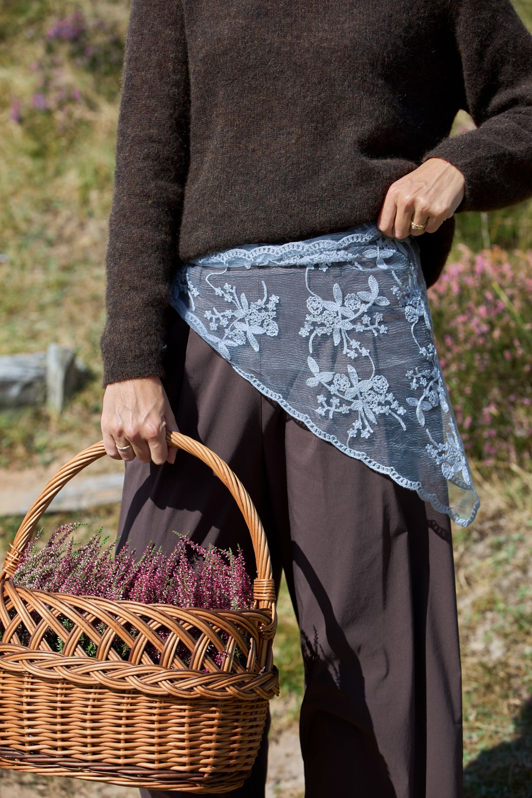 Black Colour - Bcmiriana Triangle Lace Scarf 3643 - Grey Blue