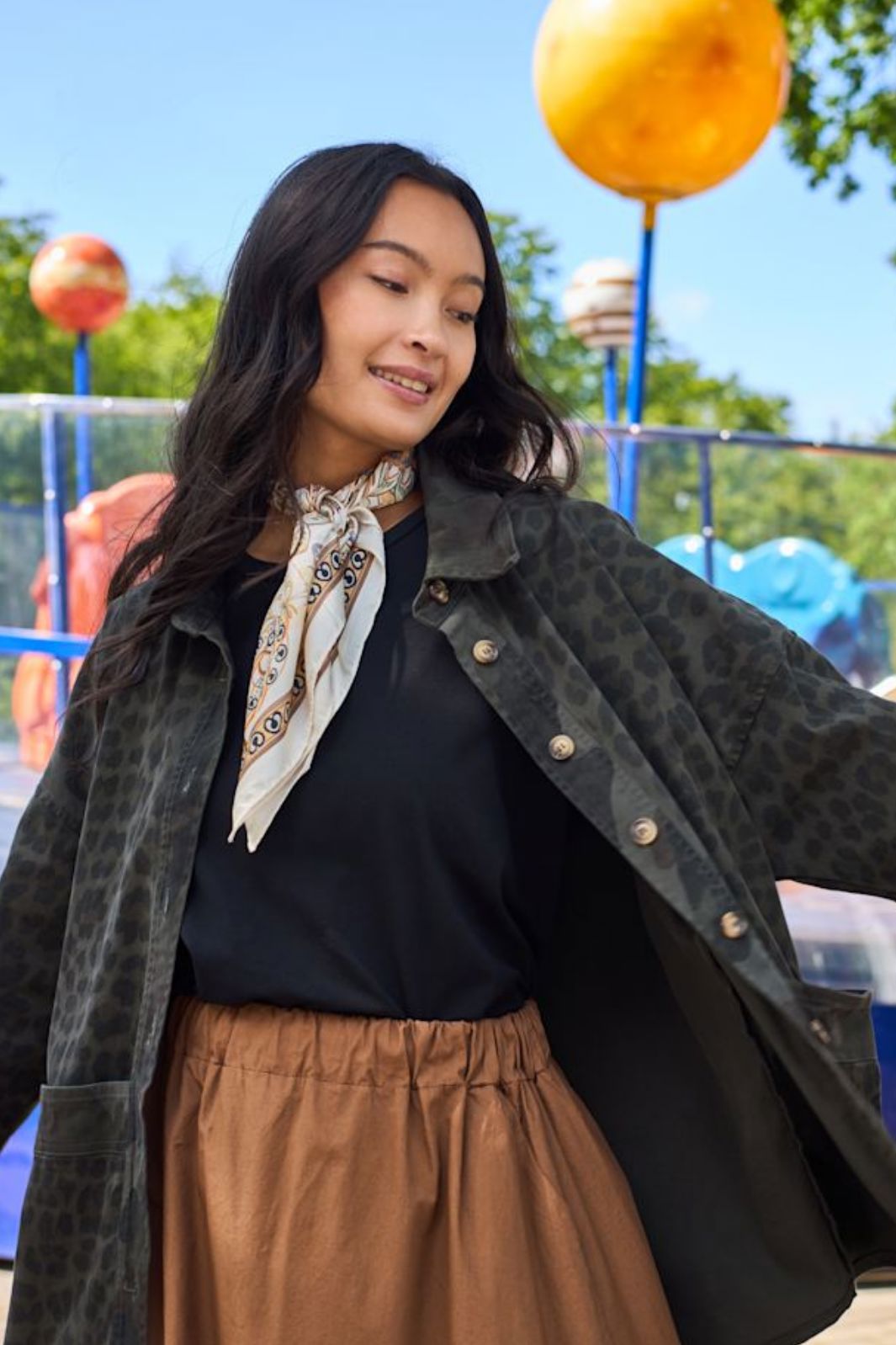 Black Colour - Bctazia Mini Scarf W. Golden Ring 3637 - Creme Multi Tørklæder 