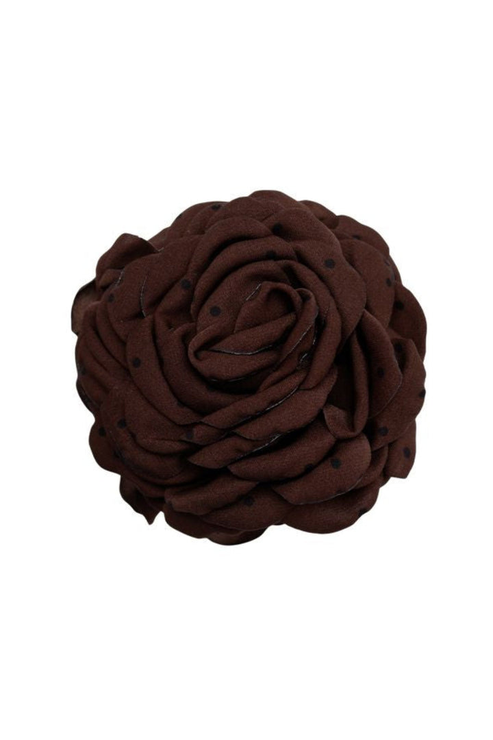 Black Colour - Bcvilla Mega Flower Hair Claw 6027 - Coffee W. Dots