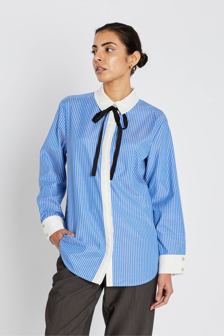 Bruuns Bazaar - Borassusbbziana Shirt BBW4872 - Dark Blue Stripe Skjorter 