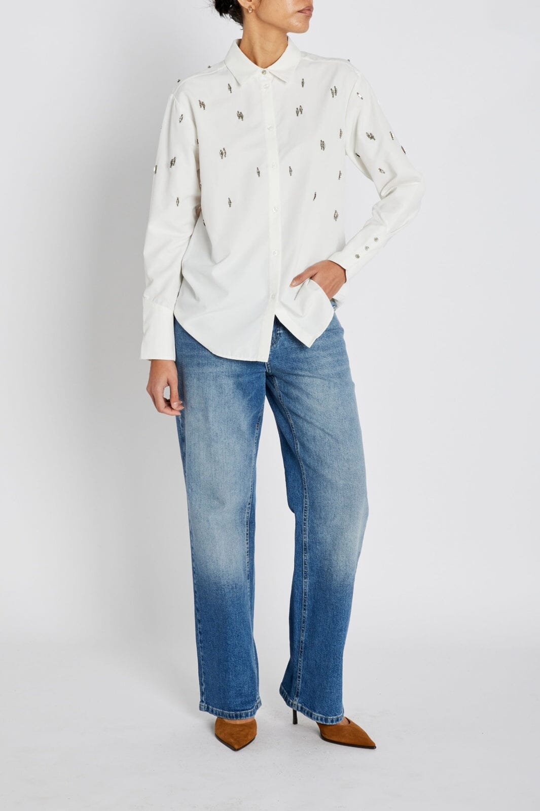 Bruuns Bazaar - Chrissibbzinne Shirt BBW4881 - Snow White