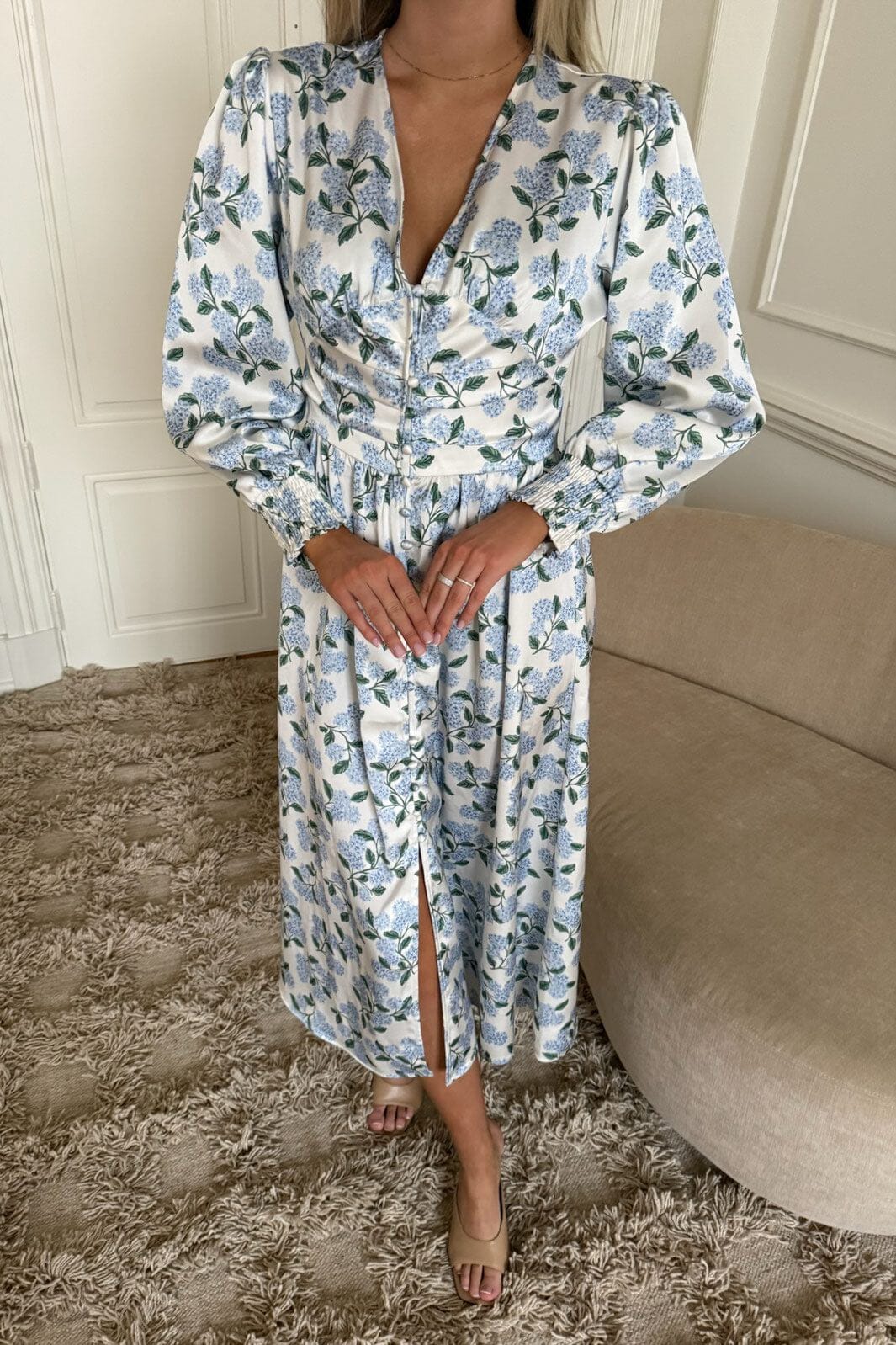 BYIC - Adelic Long Dress A2327 - Blue Hydrangea Print