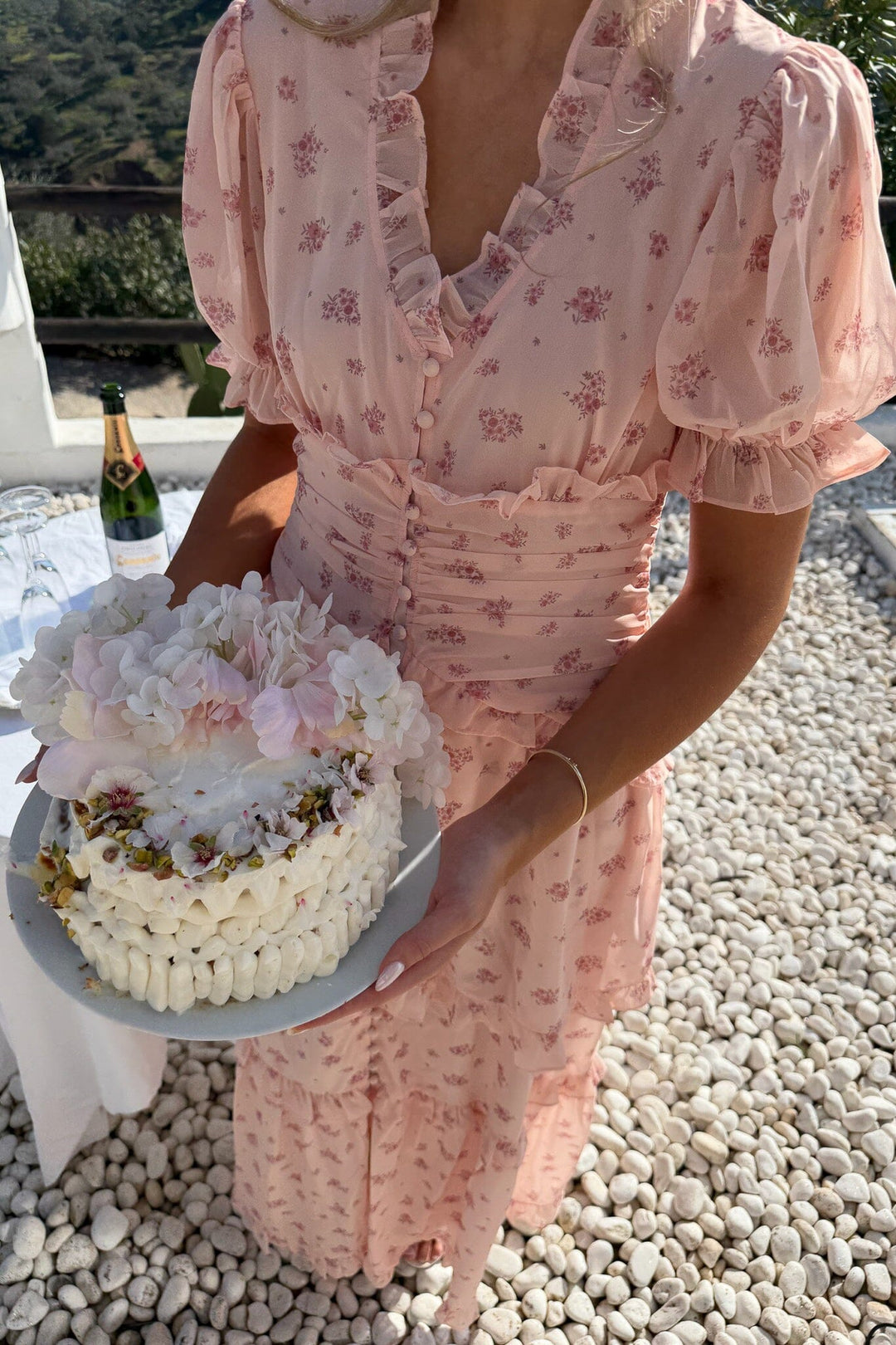 BYIC - Arielic Long Dress A25193 - Pink Flower Print Kjoler 