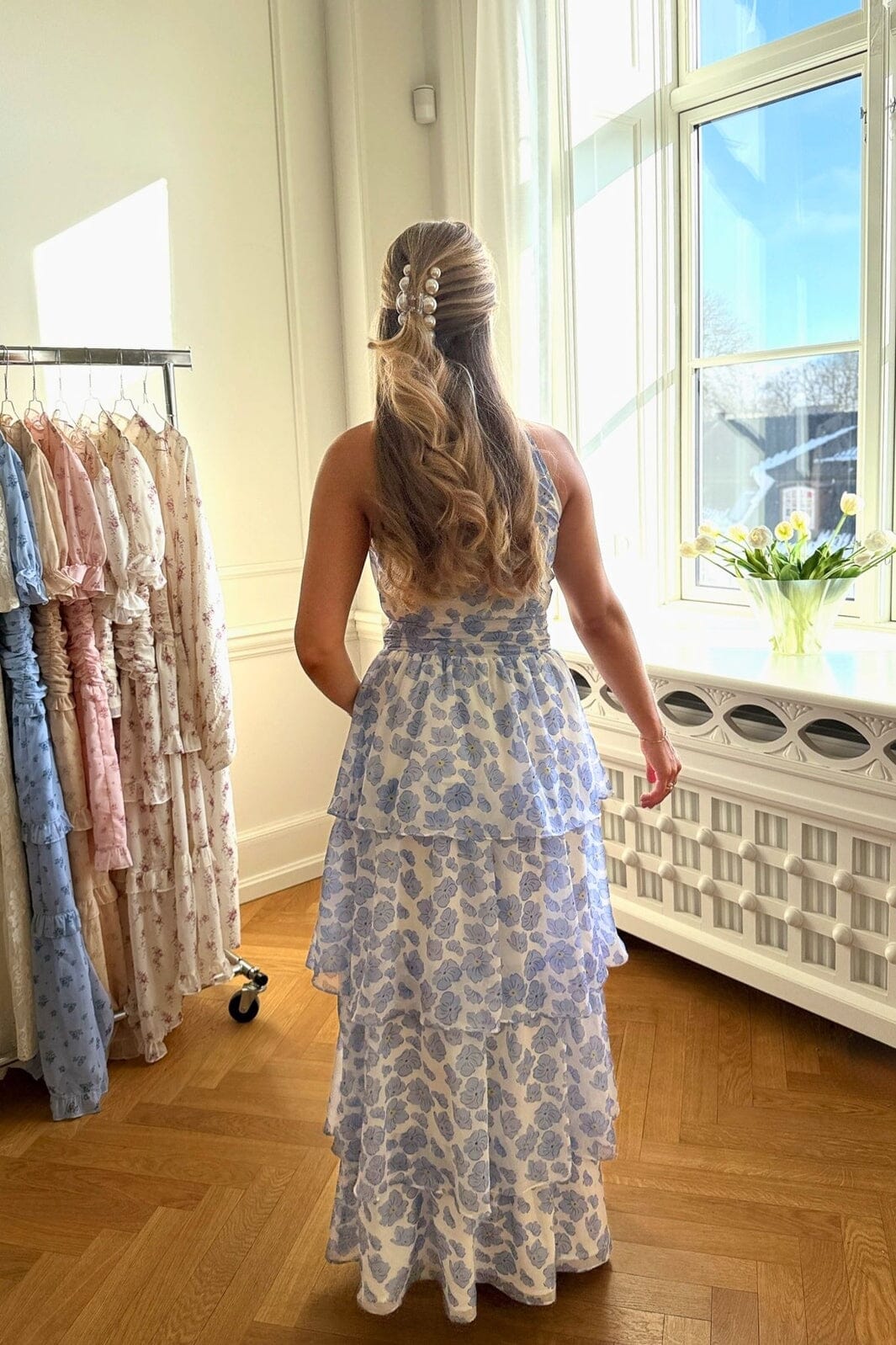 BYIC - Belleic Long Dress A25141 - Blue Dazzling Flower